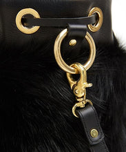 画像をギャラリービューアに読み込む, Drawstring Shearling Bag with 2 Way Shoulder Strap - L / Black Shearling & Black - (ki:ts)