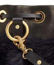 画像をギャラリービューアに読み込む, Drawstring Shearling Bag with 2 Way Shoulder Strap - S / Navy Shearling & Black - (ki:ts)