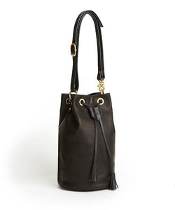 Drawstring Bag with 2 Way Shoulder Strap - L / Black - (ki:ts)