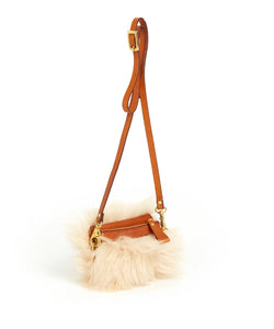 Fold Purse with Shoulder Strap / Biscuit Shearling & Tan - (ki:ts)