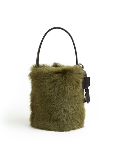 I-O Fur Bucket - S / Olive Shearling & Black - (ki:ts)