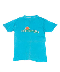 Vintage 70’s ‘California’ Glitter Print Tee / T39 / Bright Blue / S-M - SEARCH&DESTROY